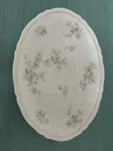 Piatto da portata ovale vintage Vienna Austria Cina rosa fiori blu 9x13 - Foto 1 di 3