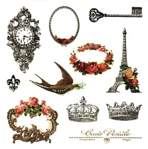 Glitz Design, French Kiss, Transparent Stickers, Glitzers, Vintage Crowns, Clock - Picture 1 of 2