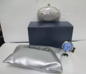 Luxury Daniella Crystals Evening Clutch Bag With Silver Chain Oval- NIB NWT - Picture 1 of 5