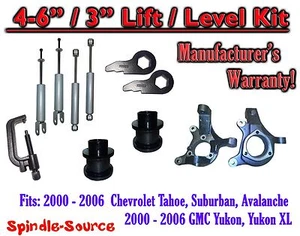 4-6" / 3" Lift Kit Spindles Spacer TOOL + SHOCKS FOR 00- 06 Chevrolet GMC 1500 - Picture 1 of 1