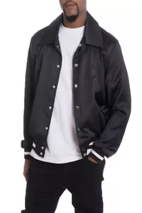 Herren Satin Polyester Kragen Druckknopf Verschluss Tasche Freizeitjacke - Bild 1 von 23