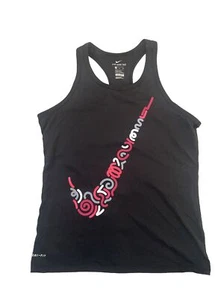 Nike The Nike Tee Dri Fit Athlete Black Tank Top Colorful Swoosh Girls Size L - Picture 1 of 4