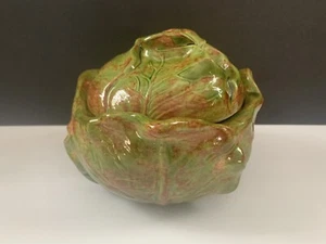 Vintage Handmade Cabbage Bowl with Lid - 1970's - 8x6” - Signed by Artist In EUC - Picture 1 of 8