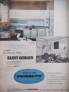 PUBLICITÉ DE PRESSE 1960 SAINT-GOBAIN BRIQUE DE VERRE PRIMALITH  - ADVERTISING - Picture 1 of 1