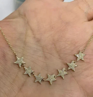 1.25 Ct Round Cut Real Moissanite Stunning Star Pendant Sterling Silver 925 - Image 1 of 4