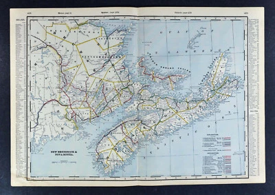 c1899 Cram Railroad Map New Brunswick Nova Scotia Halifax Prince Edward Canada - Image 1 of 4