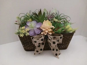 Hand Crafted Colorful Succulent Basket Flower - Picture 1 of 11