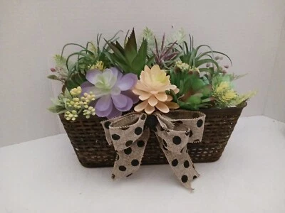Hand Crafted Colorful Succulent Basket Flower - Image 1 of 4