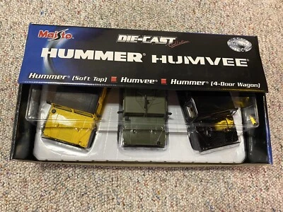 Raro Maisto 3 Carros Diecast Set Hummer/Humvee - cada coche aproximadamente 7”L x 3” W - Nuevo Foto 1 de 4