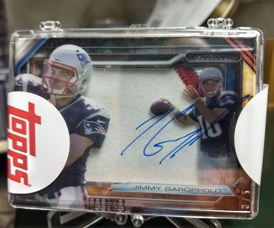 2014 Strata Jimmy Garoppolo New England Patriots Rookie Auto Red Rivet Patch#3/5 - Image 1 of 4
