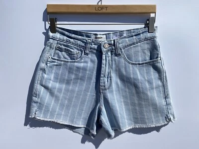 Kensie Vintage Luxe The High Rise Blue Denim Striped Cut-Off Stretch Shorts 6/28 Foto 1 de 4