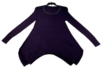 Suéter Simply Vera Vera Wang para mujer talla pequeña púrpura adornado manga larga Foto 1 de 4