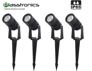 4X 7W LED garden lights low voltage weatherproof warm white 650 lm IP65 Black - Picture 1 of 22