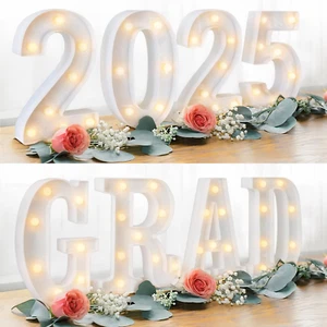 Graduation Decorations 2025 - 8 LED Marquee Light up Letters “GRAD 2025” - Class - Picture 1 of 12