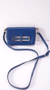 Theyskens' Theory Women's Leather Turnkey Chain Crossbody Bag NWT 695 Blue SLVR - Picture 1 of 8