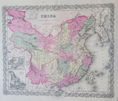 China 1855 mapa antiguo primera edición mapas de Colton Foto 1 de 4