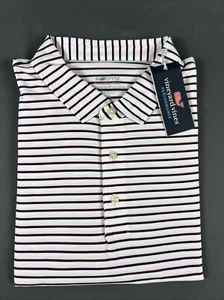 Vineyard Vines Golf Shirt Polo Palmero XXL White Striped Polyester NWT MSRP $110 - Picture 1 of 5