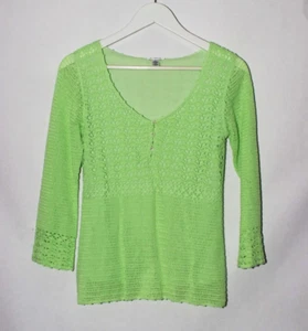 Lilly Pulitzer Lime Green Crochet Knit Top size S Y2K Vintage Style - Picture 1 of 7