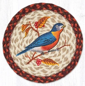 Trivets (set di 2) Tappetini rotondi Bluebird intrecciati 10 in iuta decorazione fauna selvatica - Foto 1 di 1