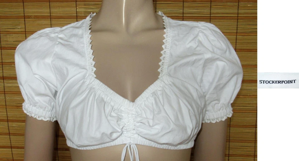 WEISSE DIRNDLBLUSE - SPITZE - TRACHTENBLUSE - COTTON/POL. - STOCKERPOINT - GR.34 - Bild 1 von 1