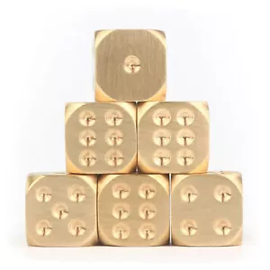 6PCS Gold Copper Six Sided 13mm D6 Dice Table Game Square Dice Round Corner - Picture 1 of 7