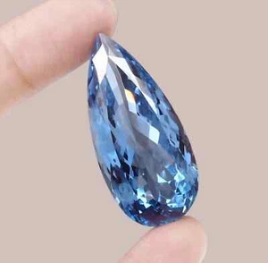 Amazing Natural 48 Ct+ Pear Cut Blue Color Aquamarine Loose Gemstone Certified - Picture 1 of 5