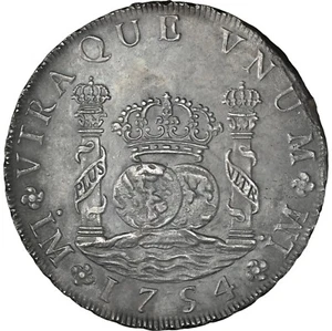Perú - 1754 LM JD 8 Reales "Dólar Pilar" - NGC Detalles Sin circular - IMPRESIONANTE ESPÉCIMEN - Imagen 1 de 4
