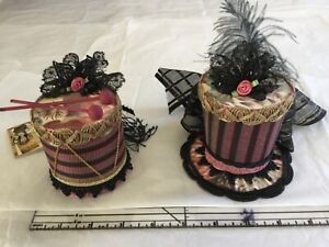 Handmade Top Hat & Drum Victorian Style Ornaments New Vintage Antique Materials