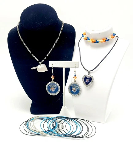 Oklahoma City Thunder Basketball Jewelry Lot Necklaces Earrings Bracelets Cover