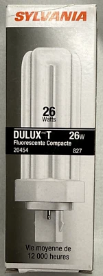 Sylvania 20454/20752 CF26DT/827 CFL 26W T4 Triple 2-Pin GX24d-2 2700k Warm White - Image 1 of 4