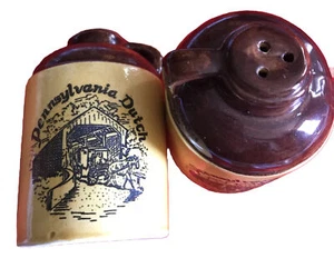 Vintage Pennsylvania Dutch Salt Pepper Shakers Crock Jug ~ Japan - Picture 1 of 6