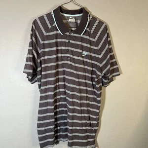 Nike Fit Dry Golf Shirt Mens Xl Blue Gray Striped Button Up Causal Preppy Polo - Picture 1 of 3