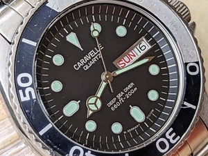Vintage 1985 Bulova Caravelle Deep Sea Day-Date All SS Diver w/Screwdown Crown - Picture 1 of 18