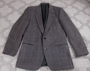 Vintage Jean Paul Germain Blazer Mens 40L Black/White/Red Lambs Wool Plaid Tweed - Picture 1 of 19