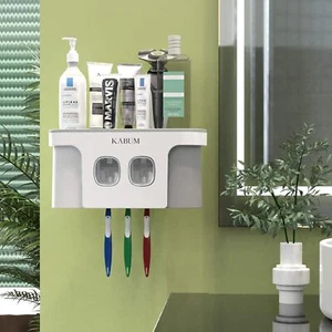 Toothbrush Holders For Bathrooms Toothpaste Dispenser 2 Cups Automatic Toothpast - Picture 1 of 2
