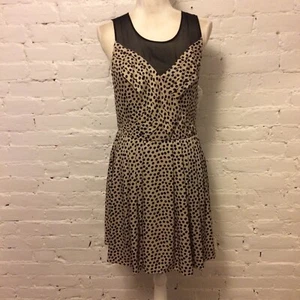 NUEVO CON ETIQUETAS BCBGeneration Vestido sin mangas cuello ilusión plisado estampado de puntos talla 10 - Imagen 1 de 7