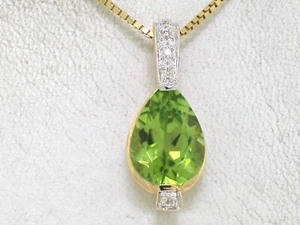 Peridot Anhänger 750 Gelbgold 18Kt Gold natürlicher Peridot 5 Brillanten - Bild 1 von 5