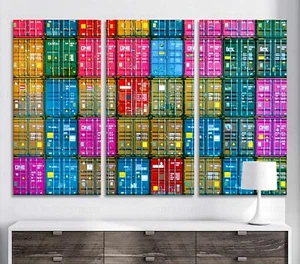 Containers Wall Art canvas or poster print Water Logistic Nautical ship Picture - Picture 1 of 19