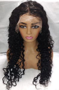 CHEETAHBEAUTY 13X6 Lace Front Deep Wave Wig Natural Black 30in 180% Density
