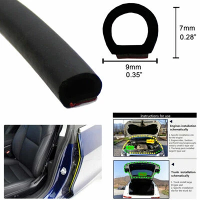 Car Truck Door Window Soundproof EPDM Rubber Weather Stripping Hollow Black 35ft - Image 1 of 4