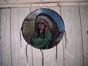 TRAUMFÄNGER mit Federn Wandbehang Dekoration Ornament - HÄUPTLING - 16 ZOLL - Bild 1 von 4