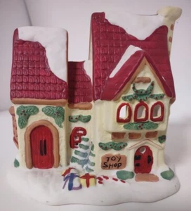 CERAMIC CHRISTMAS TOY SHOP HOUSE TEA LIGHT HOLDER WAX MELT BURNER 4.5" - Picture 1 of 7