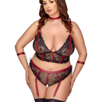 Sexy Dessous Erotik Reizwäsche Strapse Set XL - 4XL Schritt offen Fesseln "Idai - Bild 1 von 4