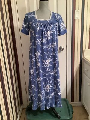 Camisa de Noche Adonna Sleep Wear Azul Blanco Floral XS Foto 1 de 4