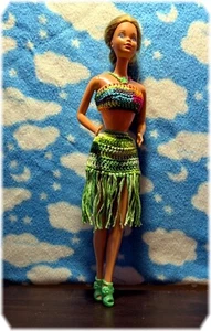 Handmade Crochet Doll Hula Dress that Fit 11.5" Barbie / NO DOLL - Picture 1 of 13