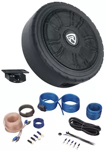 Rockville WHEEL OF BASS 8" Slim Under-Seat Powered Truck/Car Subwoofer + Amp Kit - Picture 1 of 12