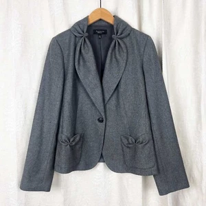 Talbots pleated bows wool-blend blazer short 1-button jacket academia preppy 10 - Picture 1 of 7