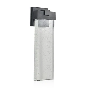 12W 18.2'' Modern Black LED Wall Light Outdoor With Crystal Bubble Glass Fixture - Picture 1 of 12