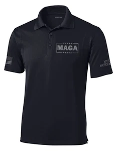Trenz Shirt Company Mens Trump Dark MAGA Never Surrender Embroidered Golf Polo - Picture 1 of 2
