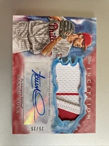 2017 Topps Inception - Patch autografo Aaron Nola rosso-blu 25/25 #IAP-AN - Foto 1 di 2